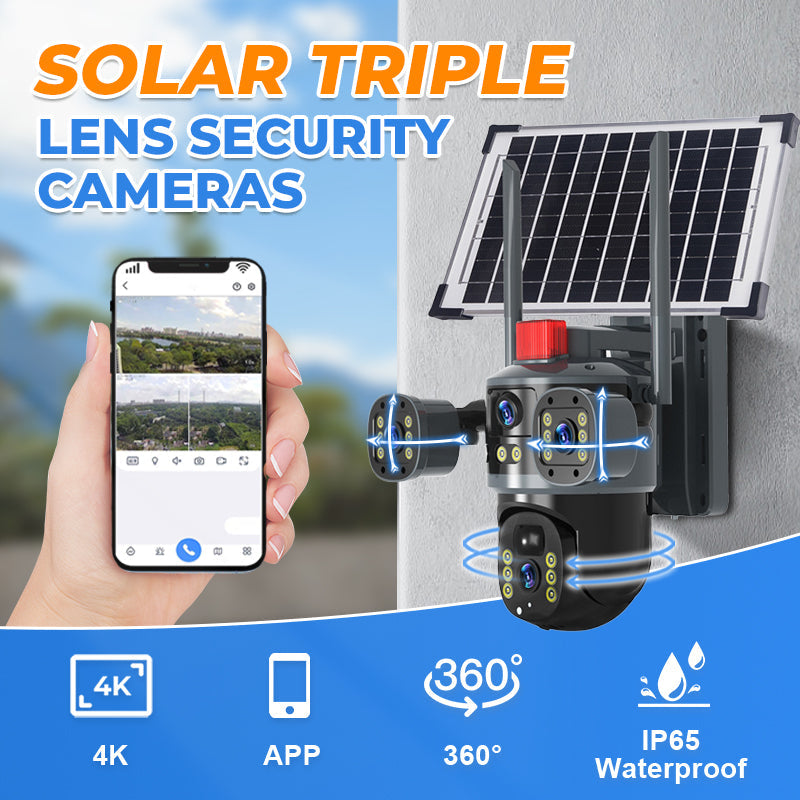 🎥 Triple-Lens Solar 360° Dome Camera main image 1