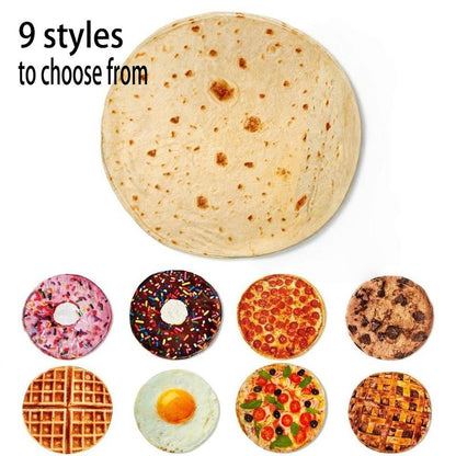 Food Themed Blanket, 1/2 Counts Realistic Donut & Pizza & Tortilla Pattern Throw Blanket, Soft Comfortable Nap Blanket for Home & Office, Cozy Throw Blankets, Blanket Gifts