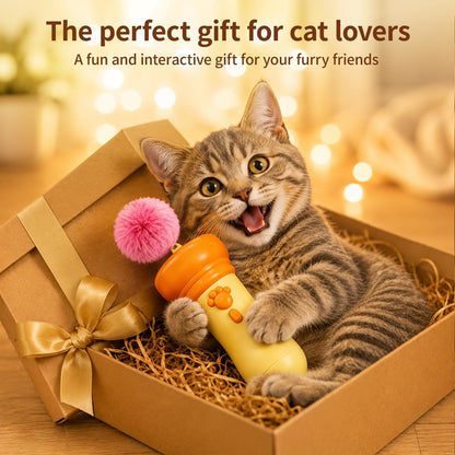 Electric Cat Wand Toy for Indoor Cats, 2026 New Interactive Automatic Retractable Cat Teaser with Plush Ball, Fuzzy Ball Launchers Enrichment Toy for Kittens Adult Multi Pet Households