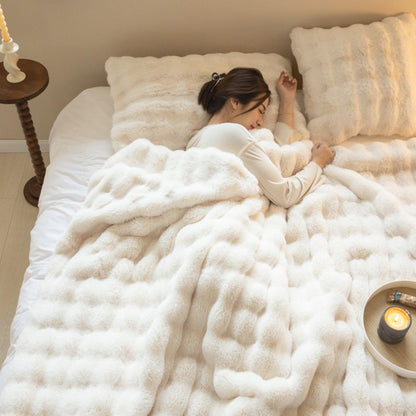 Jumbo Chunky Cord Winter Heavy Mink Ridded Faux Fur Throw Blanket - Super Soft, Large, Warm & Cozy Blanket