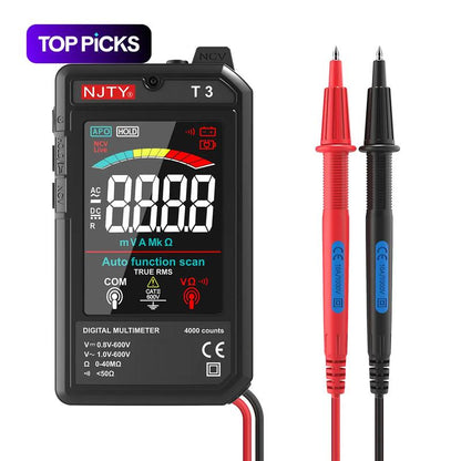 NJTY T3 Smart Digital Multimeter, Auto‑Ranging Multimeter for Measuring Voltage and Resistance, Rechargeable Multimeter with Live Wire Recognition, Voltage Tester, Auto Ranging Voltmeter
