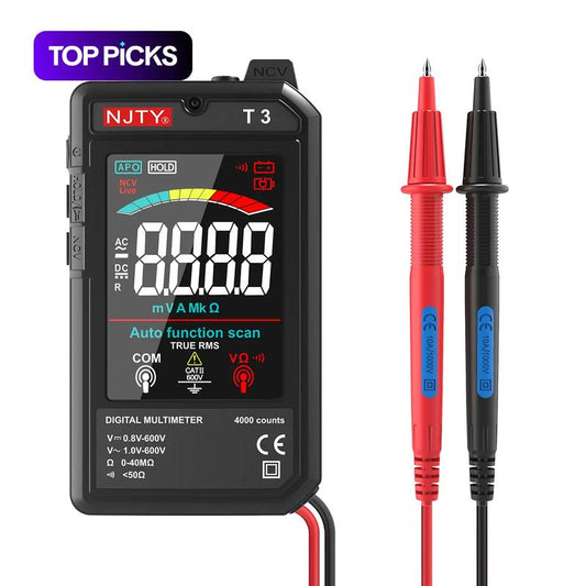 NJTY T3 Smart Digital Multimeter, Auto‑Ranging Multimeter for Measuring Voltage and Resistance, Rechargeable Multimeter with Live Wire Recognition, Voltage Tester, Auto Ranging Voltmeter