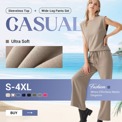 💕2025 Hot Sale 56% OFF🔥2025 New Women's Casual Sleeveless Top & Wide-Leg Pants Set