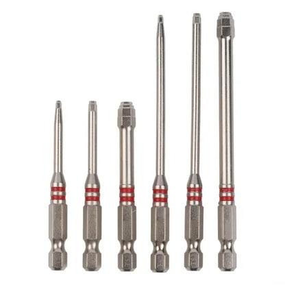 6-Piece Metal Hex Socket Screwdriver Bit Set with Hex Shanks, Pagoda Centering Internal Design, Tightens 1.5mm-6mm Millimeters Nuts, Magnetic Tips, Compatible with Drills/Wrenches, for Tools and Gadgets, Construction, Household Work