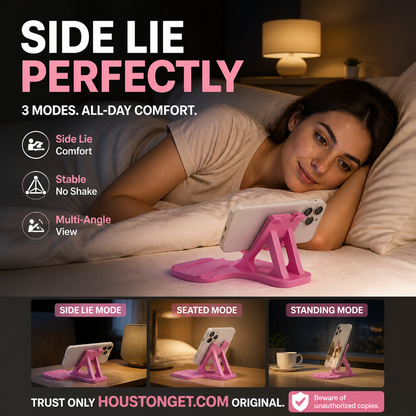📱50% OFF NOW! Side‑Lie Friendly Multi‑Angle Phone Stand‑3‑Mode Adjustable Desktop Phone Holder, Stable Hands‑Free Support for Bed, Sofa & Desk Use
