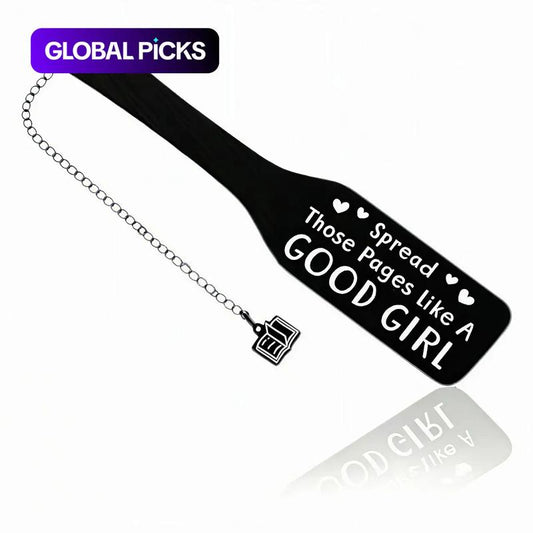 Metal Bookmark, Dark Romance Paddle Style Bookmark with Book Charm, Black Engraved Metal Book Accessories, Spicy Bookish Gift for BookTok Readers & Smut Book Lovers