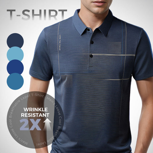 ⏳Time-limited Special👔Men's Loose Cool Breathable Lapel T-Shirt