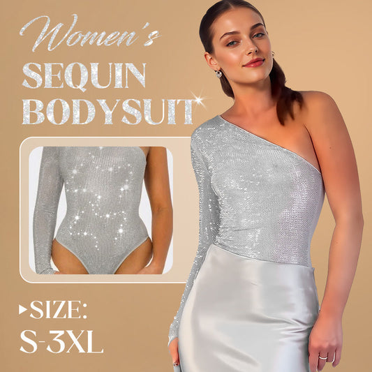 🎉Summer Hot Sale 50% OFF 🛍️Women's One Shoulder Sequin Bodysuit