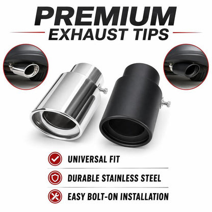 Universal Stainless Steel Car Exhaust Muffler Tip Trim Decor, 63x85mm Bolt-On Drill-Free No-Welding Rear Upgrade Accessory, Drain Hole Design, Fits Most Cars