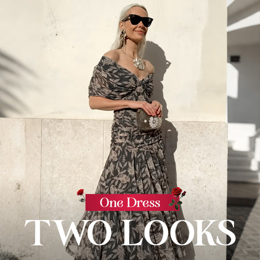 🌸New Arrival 50%OFF💖 Women's Off-the-Shoulder V-Neck Printed Dress