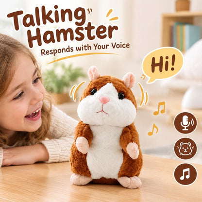🎄LIMITED-TIME 50% OFF!⏰Talking Hamster Plush – repeats whatever you say, auto head-shaking, hilarious fun for kids & adults