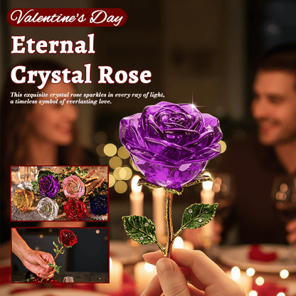 🔥💐SPRING DAY SALE- ONLY £12.99!!⚡50K+ SOLD!🌹  Elegant Glass Crystal Rose Ornament, Realistic Eternal Faux Artificial Decorative Flowers Desktop Display, Decorative Gift for Valentine's Day, Mother's Day, Weddings, Christmas