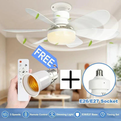 ⏳LAST DAY SALE ONLY £15.99!!❄️❄️40W LED Ceiling Fan Light 20.5in with Remote Control - E27 & B22 Adapter | Quiet Fan Light for Bedroom, Kitchen, Garage😴