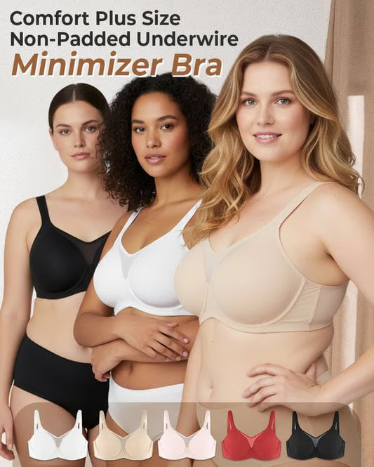 ⭐️Comfort Plus Size Unlined Non-Padded Underwire Full Coverage Minimizer Bra