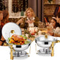 Garvee Round Professional Stainless Steel Chafing Dish 5QT Round Buffet Server & Warmer Rust Resistant Casserole Cooking Container