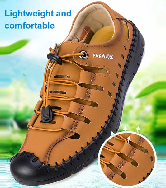 🏖️Summer Hot Sale 50% OFF🌼Aviator Wrapped Toe Hollow Leather Sandals👞