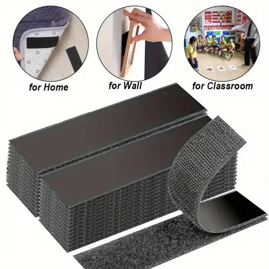 Heavy Duty Water-Resistant Reusable Self-Adhesive Double-Sided Hook-and-Loop Strips - Versatile Strong Mounting Tape for DIY Home Projects, Picture Frames, Smooth Surfaces