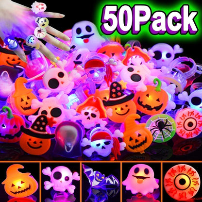 🔥🎃Spooky Season Hot Sale 50% OFF:£10.99‼️✨LED Light Halloween Glowing Ring 💍| Flashing Light‑Up Party Favor for Halloween Night👻