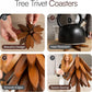atural Tree-Shaped Wooden Decorative Trivets Set - 4 Trivets & 1 Stand, 450°F Heat Guard Kitchenware, 7.8in High Density Solid Wood Tableware, Foldable Textured Rustic Placemats & Coasters, Indoor Home Decor Items for Pots/Pans/Cups