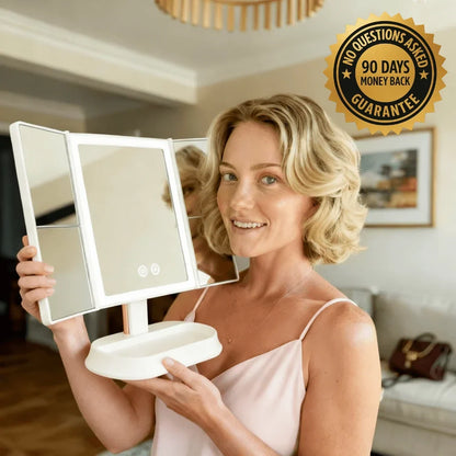 🎃Halloween Deal 50% OFF!✨Tri-Fold LED Makeup Mirror – Wide-Angle Lighted Vanity Mirror for Everyday Beauty