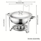 Garvee Round Professional Stainless Steel Chafing Dish 5QT Round Buffet Server & Warmer Rust Resistant Casserole Cooking Container