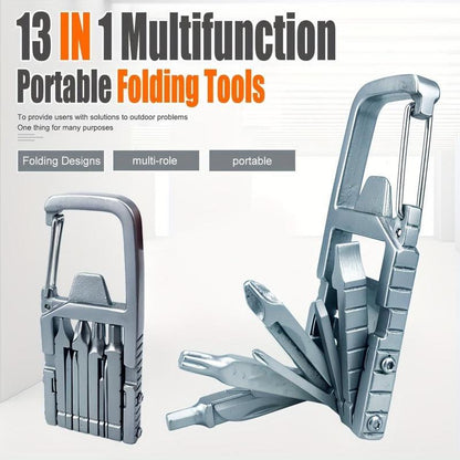 13-in Steel-Forged Compact Folding Stainless Steel Multitool Set (1/4 Sets) - Pocket-Size Power, Folding Handle, Bottle Opener, Kitchen Utensils, Work Accessories, Cool Work Gadgets, Campers, Home & Outdoor Use