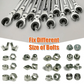 Flare Nut Wrennch Set 7-in-1, Ratcheting Line Wrench Metric 8-14mm 72-Tooth Ratchet for Brake Line, Fuel Line & Tubing Fittings, 6 Sockets 8-13mm, 180° Flex Head, CR-V Steel, Storage Cas