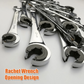 Flare Nut Wrennch Set 7-in-1, Ratcheting Line Wrench Metric 8-14mm 72-Tooth Ratchet for Brake Line, Fuel Line & Tubing Fittings, 6 Sockets 8-13mm, 180° Flex Head, CR-V Steel, Storage Cas