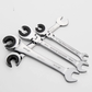 Flare Nut Wrennch Set 7-in-1, Ratcheting Line Wrench Metric 8-14mm 72-Tooth Ratchet for Brake Line, Fuel Line & Tubing Fittings, 6 Sockets 8-13mm, 180° Flex Head, CR-V Steel, Storage Cas