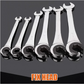 Flare Nut Wrennch Set 7-in-1, Ratcheting Line Wrench Metric 8-14mm 72-Tooth Ratchet for Brake Line, Fuel Line & Tubing Fittings, 6 Sockets 8-13mm, 180° Flex Head, CR-V Steel, Storage Cas
