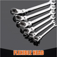 Flare Nut Wrennch Set 7-in-1, Ratcheting Line Wrench Metric 8-14mm 72-Tooth Ratchet for Brake Line, Fuel Line & Tubing Fittings, 6 Sockets 8-13mm, 180° Flex Head, CR-V Steel, Storage Cas