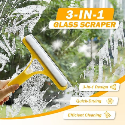 🧽Buy 2 Get 1 Free💦 3 in 1 Window Cleaning Scraper, 3 in 1 Spray Squeegee, Window Squeegee with Spray, for Kitchen, Bathroom, Wall, Glass Windows, Table Top, Car Window