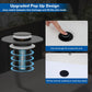 Upgraded 3-in-1 Bathroom Sink Drain Strainer, Universal Pop-Up Plug, Removable Stainless Steel Basket-Style Hair Catcher, 1.1–2.36-inch Sink Plug, Brass Cartridge, Matt Black