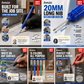 High-Quality White Plastic Body Deep Hole Marker Pens - 10 Pcs Optional, 20mm Nib, 14cm, Waterproof Quick-Dry Office Stationery for Carpenters, Furniture Decoration, Marks Wood/Metal & Smooth Surfaces (Shake Before Use), Long Nib Markers