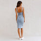 🌸 Spring Specials! 🌸 Adjustable Strap U-Neck Split Denim Bodycon Cami Dress