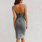 🌸 Spring Specials! 🌸 Adjustable Strap U-Neck Split Denim Bodycon Cami Dress