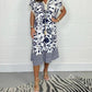 🎁HOT SALE 50% OFF💕Printed Casual Dress With V-Neckline and Fringes on the Short Sleeves
