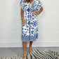 🎁HOT SALE 50% OFF💕Printed Casual Dress With V-Neckline and Fringes on the Short Sleeves