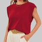 💥Limited time 7.99! 🩷 Solid Color Round Neck Cap Sleeve Top