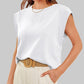 💥Limited time 7.99! 🩷 Solid Color Round Neck Cap Sleeve Top