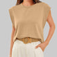 💥Limited time 7.99! 🩷 Solid Color Round Neck Cap Sleeve Top