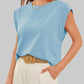 💥Limited time 7.99! 🩷 Solid Color Round Neck Cap Sleeve Top