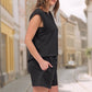💕2025 Hot Sale 49% OFF🔥2025 New Women's Cap Sleeve Crewneck Top & Drawstring Shorts 2-Piece Set