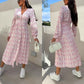 🌷Hot Sale 50% OFF🌸Fashion V-Neck Button Long Sleeve Floral Waist Dresses