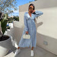 🌷Hot Sale 50% OFF🌸Fashion V-Neck Button Long Sleeve Floral Waist Dresses