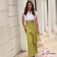 Women’s Elegant V Neck Top & Wide Leg Pants Two-Piece Set