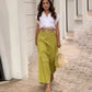 Women’s Elegant V Neck Top & Wide Leg Pants Two-Piece Set