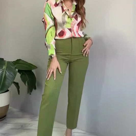 🌸Spring Specials💐Women's Printed Button Shirt & Pants (2-Piece Set)