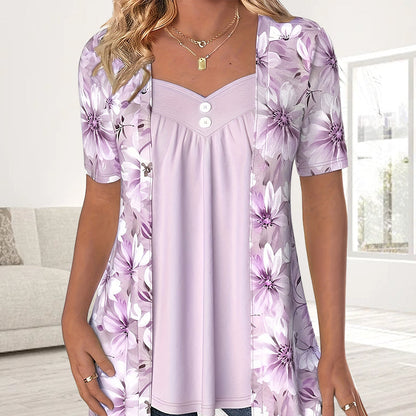 🌸Spring Specials🌸Women's Irregular Floral Patchwork Top