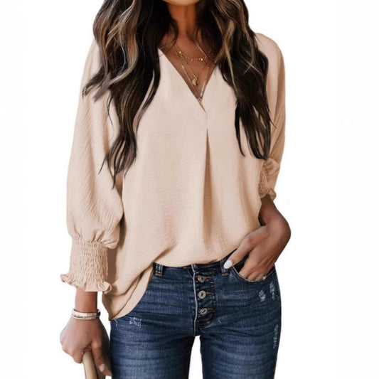 🔥2025 New arrivals - 50% OFF🌺V-Neck Casual 3/4 Sleeve Loose Shirt